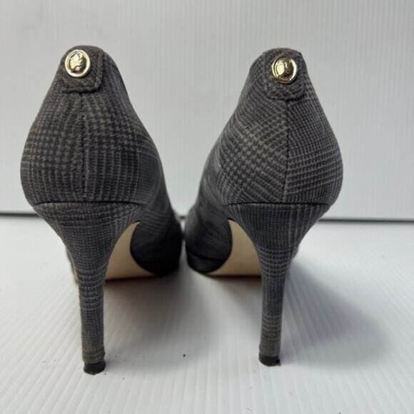 Women's Ivanka Trump Career Office Platform Plaid Gray High Heels Pumps Size 7 - Picture 6 of 10